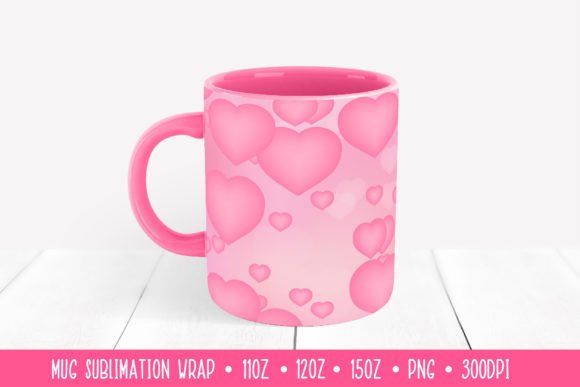 Download Pink Hearts Mug Wrap Sublimation Design - Wrap Collection