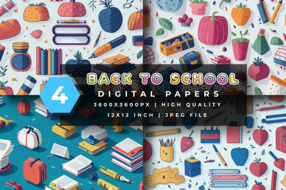 Download Back to School Digital Papers - School digital paper Collection