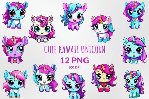 Download Cute Kawaii Unicorn Sublimation Bundle - Unicorn Collection