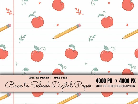 Download Cute Apple Back to School Digital Paper - School digital paper Collection