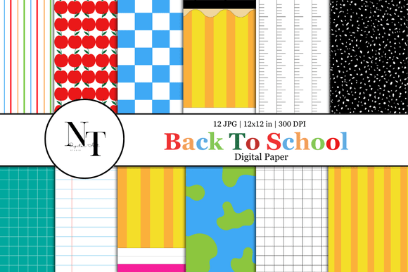 Download Back to School Digital Paper - School digital paper Collection