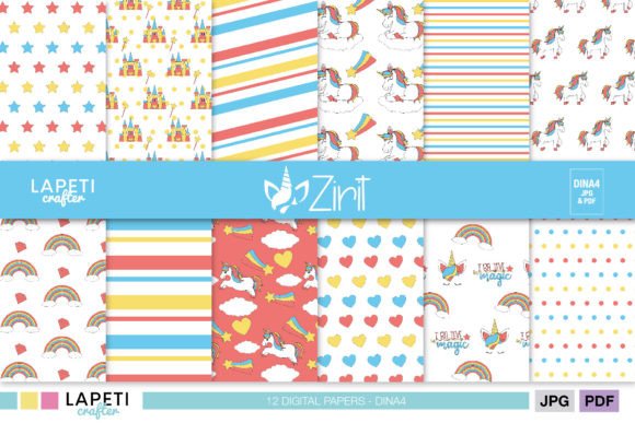 Download Unicorn Digital Paper Pack for Crafting - Unicorn Collection