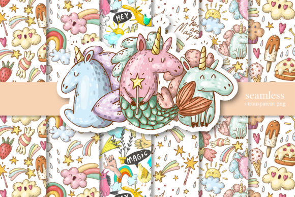 Download Doodle Unicorn Digital Paper Pack - Unicorn Collection
