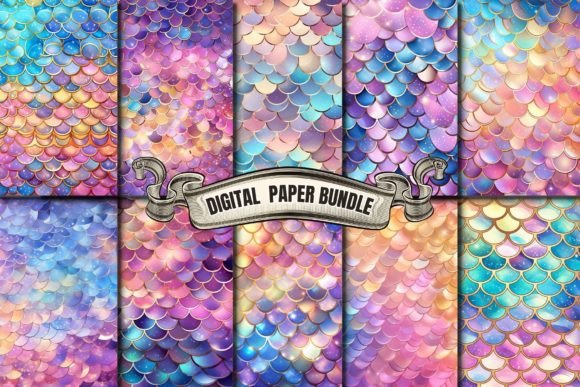 Download Watercolor Mermaid Scales Digital Paper - Mermaid scales digital paper Collection