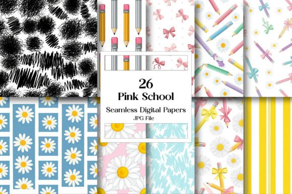 Download Pink School Digital Papers - School digital paper Collection