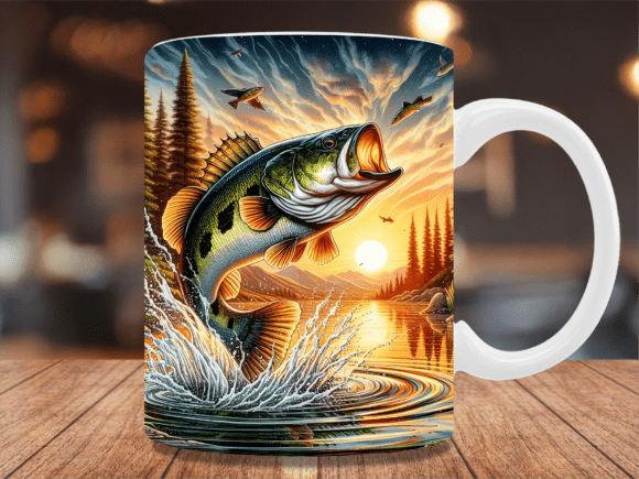 Download Largemouth Bass Fishing Sunset Mug Wrap - Wrap Collection