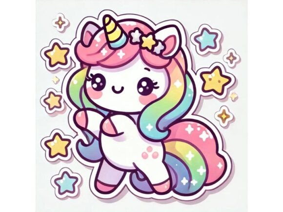 Download Adorable Kawaii Unicorn Sticker in Light - Unicorn Collection