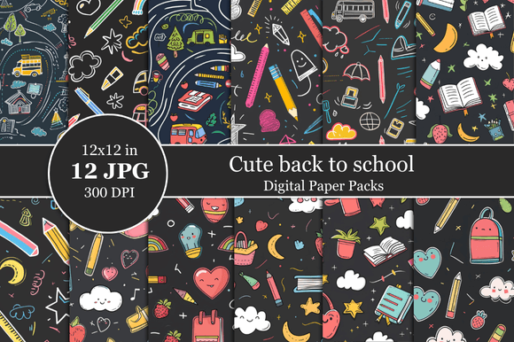 Download Cute Back to School Digital Paper - School digital paper Collection