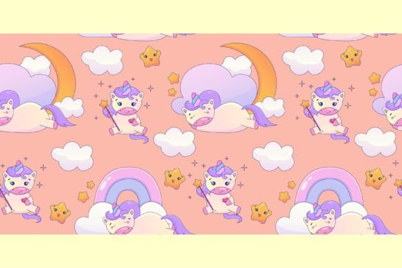 Download Cute Kawaii Unicorn Pattern with Rainbow - Unicorn Collection