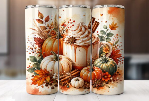Download Pumpkin Spice Vibes Fall Tumbler Wrap - Wrap Collection