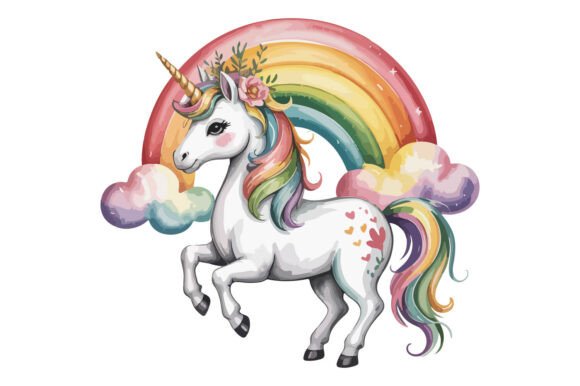 Download Cute Rainbow Unicorn PNG Clipart Design - Unicorn Collection