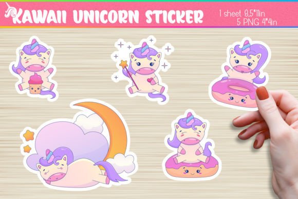 Download Kawaii Unicorn Stickers 5 PNG Printable - Unicorn Collection
