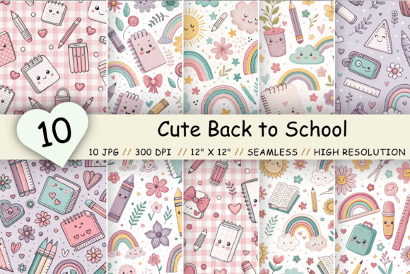Download Cute Back to School Digital Paper Bundle - School digital paper Collection