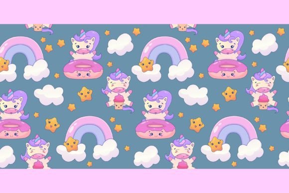 Download Cute Kawaii Unicorn Seamless Pattern - Unicorn Collection