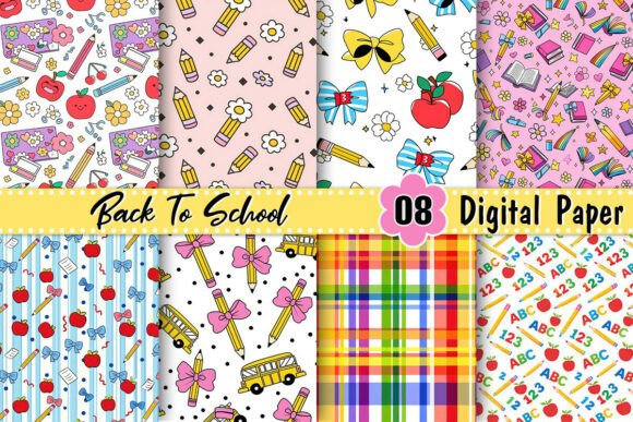 Download Back to School Digital Paper - School digital paper Collection