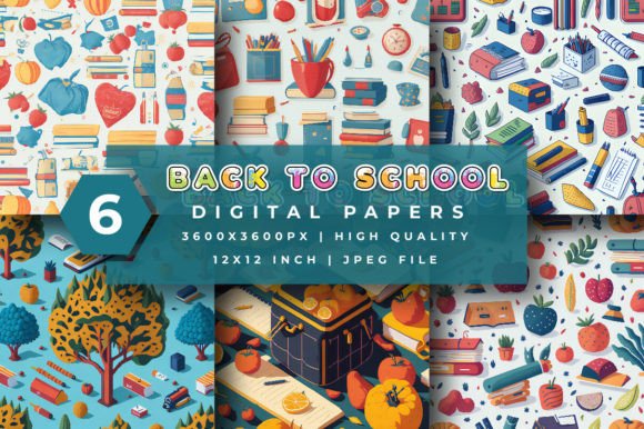 Download Back to School Digital Papers - School digital paper Collection