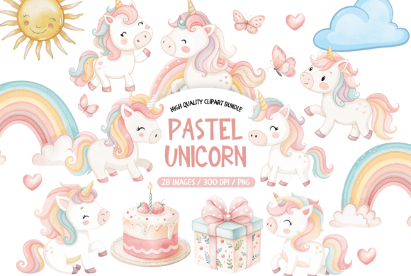Download Pastel Unicorn Clipart Bundle Set - Unicorn Collection