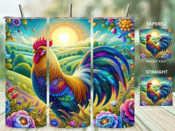 Download Bright Rainbow Rooster Tumbler Wrap - Wrap Collection