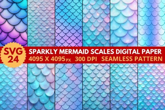 Download Sparkly Mermaid Scales Digital Paper - Mermaid scales digital paper Collection