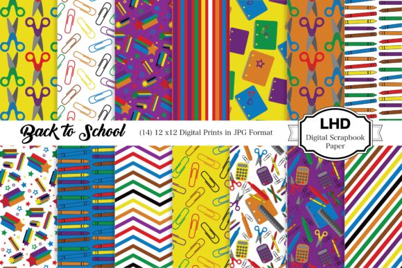 Download Back to School Digital Paper Patterns - School digital paper Collection
