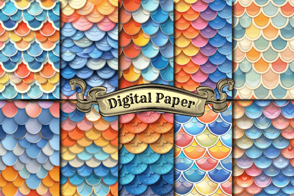 Download Rainbow Mermaid Scales Digital Paper - Mermaid scales digital paper Collection