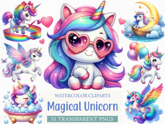 Download Cute Magical Unicorn Clipart - Unicorn Collection