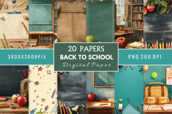 Download Back to School Digital Paper Bundle - School digital paper Collection