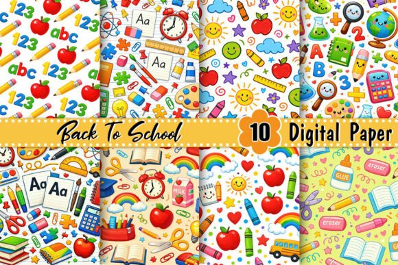 Download Cute Back to School Digital Paper - School digital paper Collection