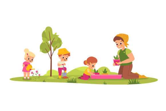 Download Children Botany Lesson. Young Students W - Child Collection