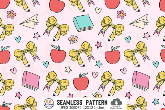 Download Back to School Digital Paper Pattern Bow - School digital paper Collection