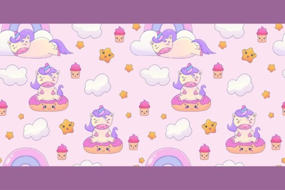 Download Cute Kawaii Unicorn Seamless Pattern - Unicorn Collection