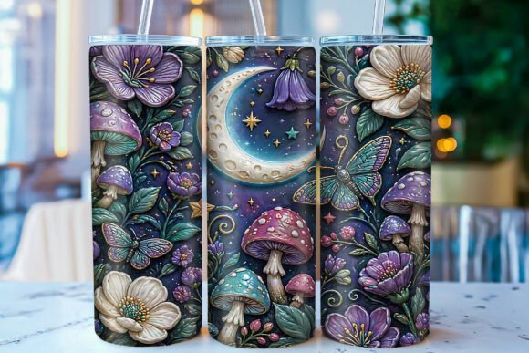 Download 3D Moon Mushroom 20oz Tumbler Wrap PNG - Wrap Collection